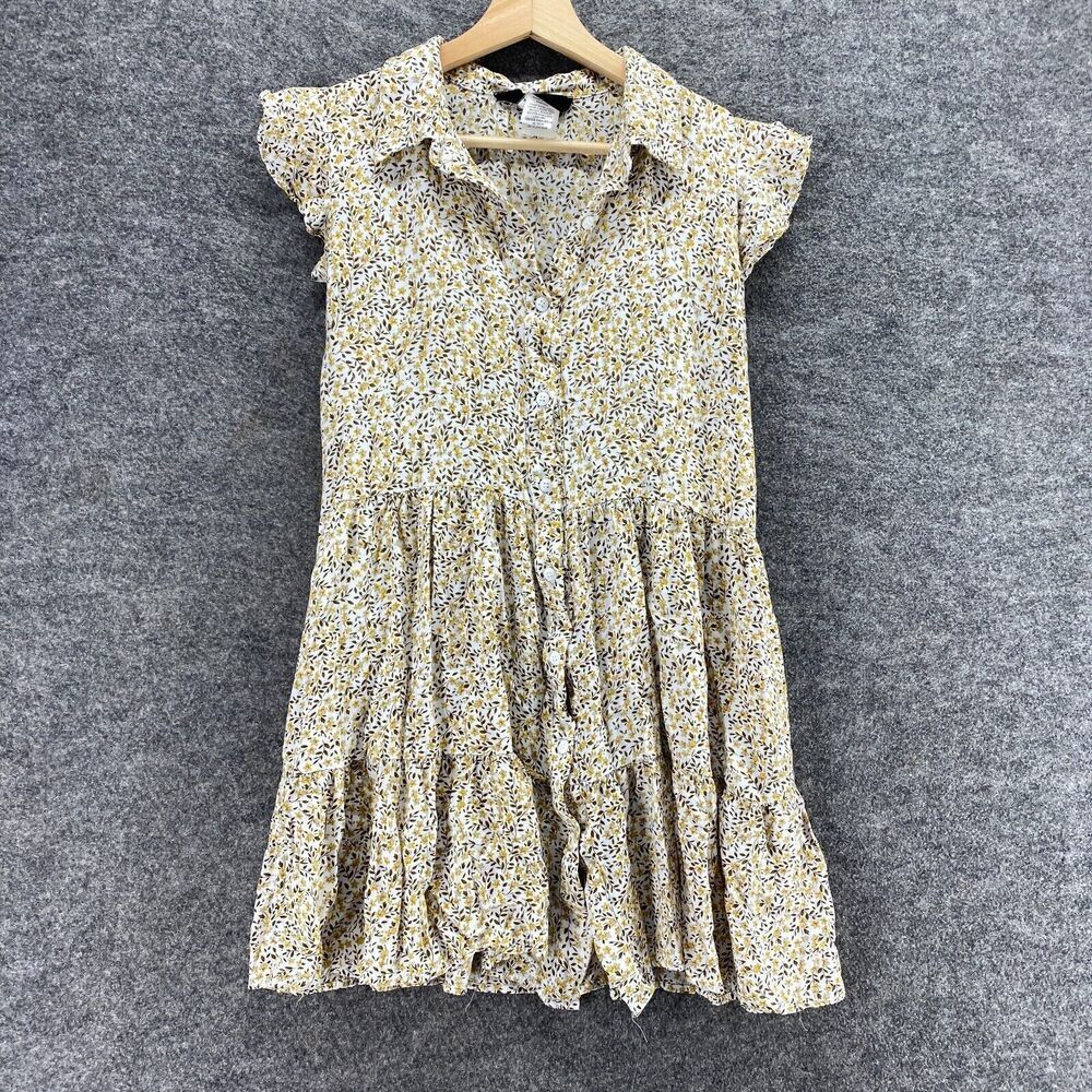 Know One Cares Shirt Dress Women S Small White Floral Midi Collared Button Up